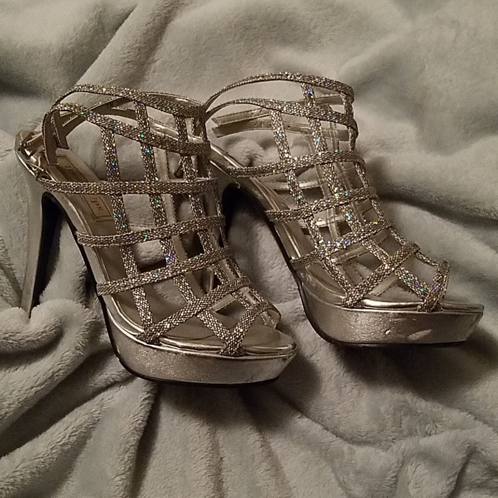 Touch Ups silver glitter formal heels